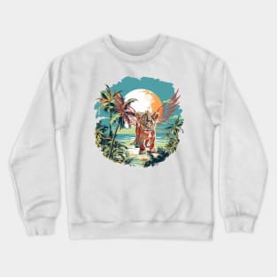 baby lion isekai animal landscape big baby lion with wings Crewneck Sweatshirt